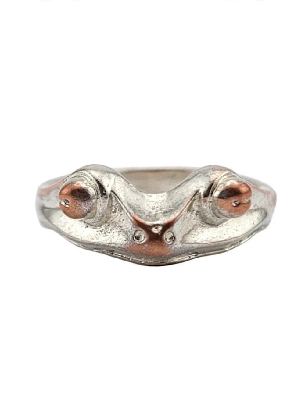 925 Sterling Silver Frog Ring Adjustable Froggy Eyes Cute Animal Band